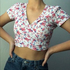 flower print pacsun floral wrap top